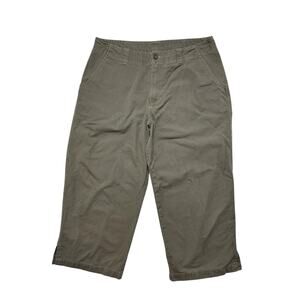 ROYAL ROBBINS Warm Gray Cotton Canvas Wide Leg Crop Pants Size 12 Womens